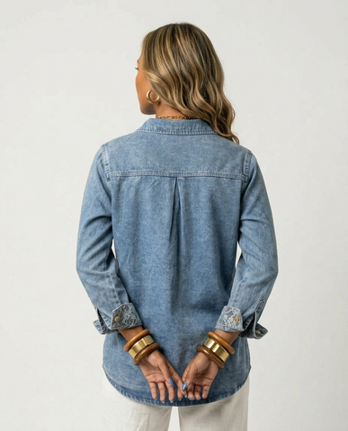 Radiant Rhinestone Denim Shirt