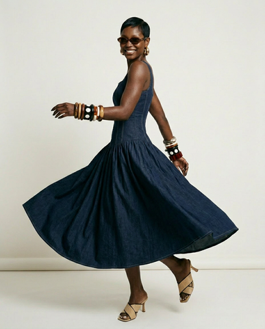 Free Spirit Denim Corset Midi Dress
