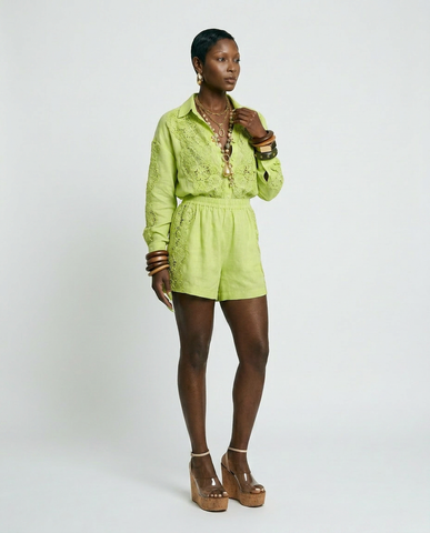 Vibrant Lace Spliced Two-Piece Set