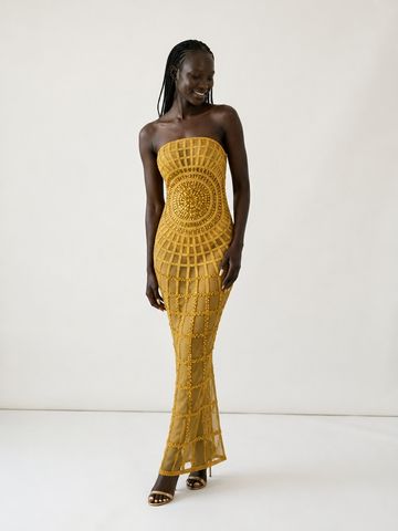 Black & Gold Sequin Maxi Dress