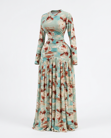 Vibrant Tie-Dye Pleated Maxi Dress