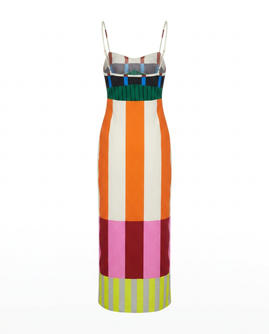 Vibrant Striped Bodycon Maxi Dress