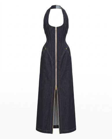 Fierce Backless Halter Maxi Dress