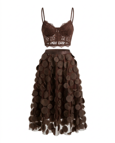 Radiant Meshed Polka Dot Two-Piece Set
