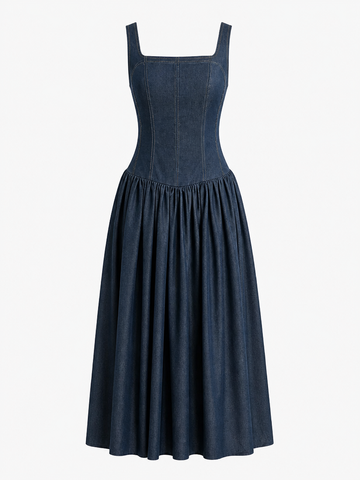 Free Spirit Denim Corset Midi Dress