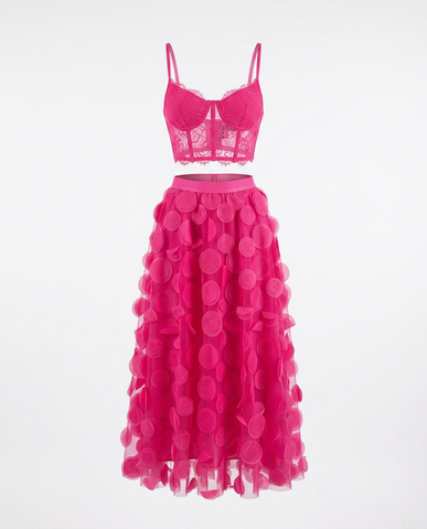 Radiant Meshed Polka Dot Two-Piece Set