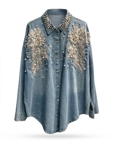 Undaunted Rhinestone Embroidered Blouse