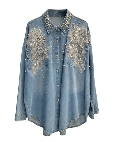Undaunted Rhinestone Embroidered Blouse