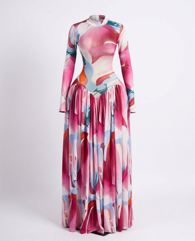 Abundant Printed Pleated Maxi Dress