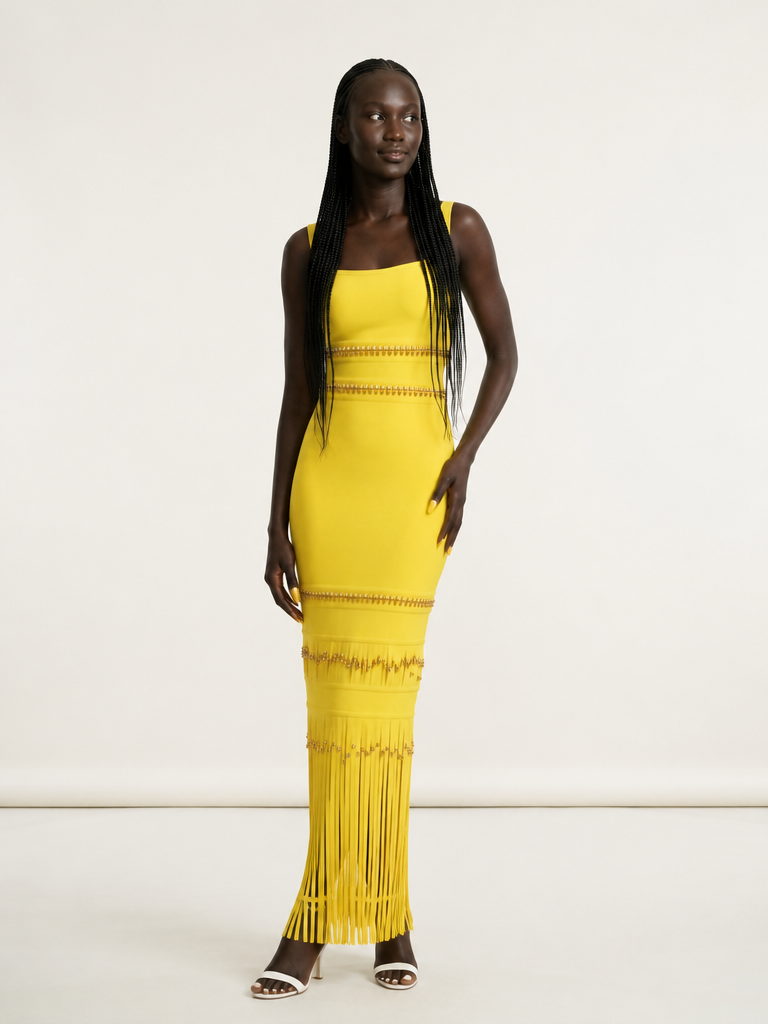 Black Tassel Bandage Dress