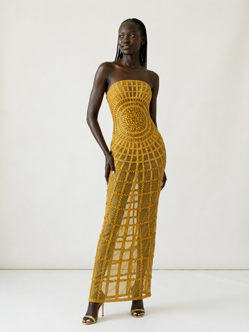 Black & Gold Sequin Maxi Dress