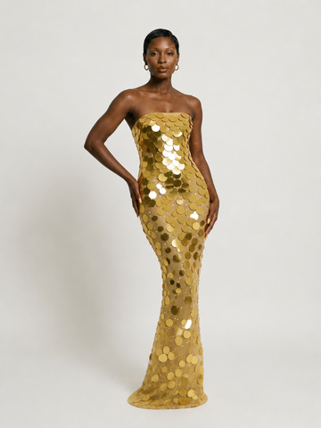 Sterling Pearl Sequin Gown