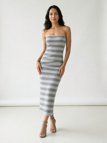Stripe Strapless Gown