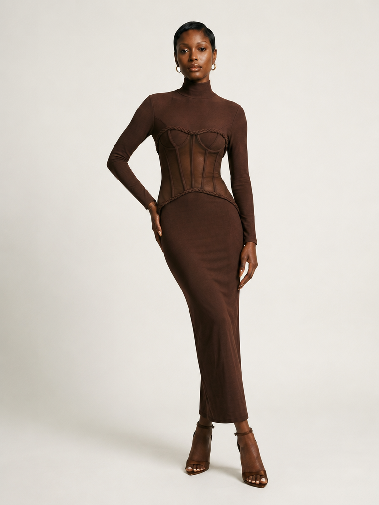 Espresso Mesh Maxi Dress