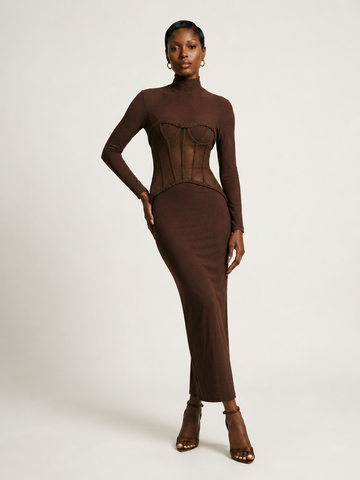 Espresso Mesh Maxi Dress