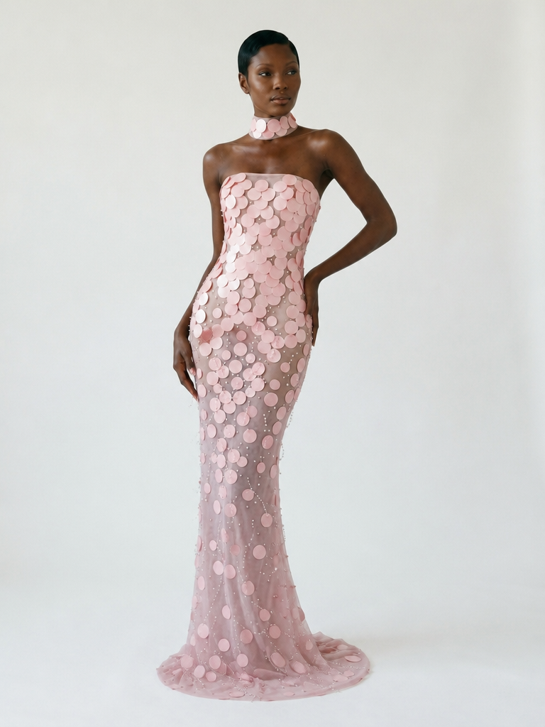 Rosewater Sequin Gown