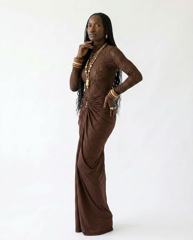 Divine Sheer Ruched Maxi Set