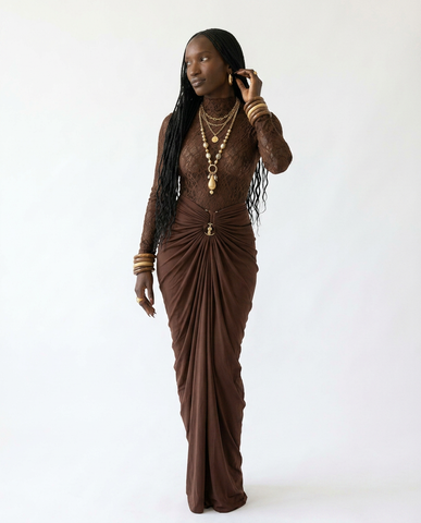 Divine Sheer Ruched Maxi Set