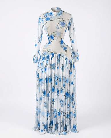 Vibrant Tie-Dye Pleated Maxi Dress