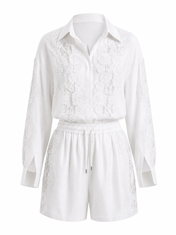 Vibrant Lace Spliced Two-Piece Set