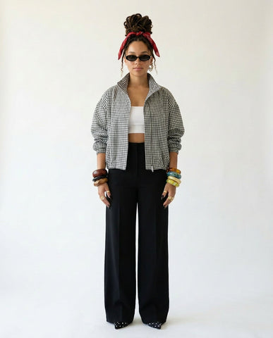Confident Plaid Bomber Jacket