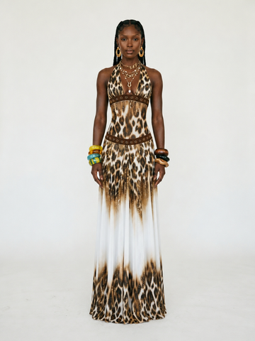 Final Sale Printed Halter Maxi Dress