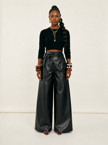 Audacious Faux Leather Wide Leg Pants