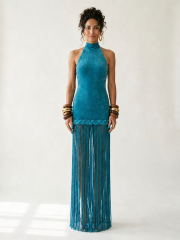 Boundless Tassel Halter Maxi Dress