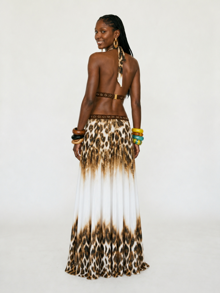 Final Sale Printed Halter Maxi Dress