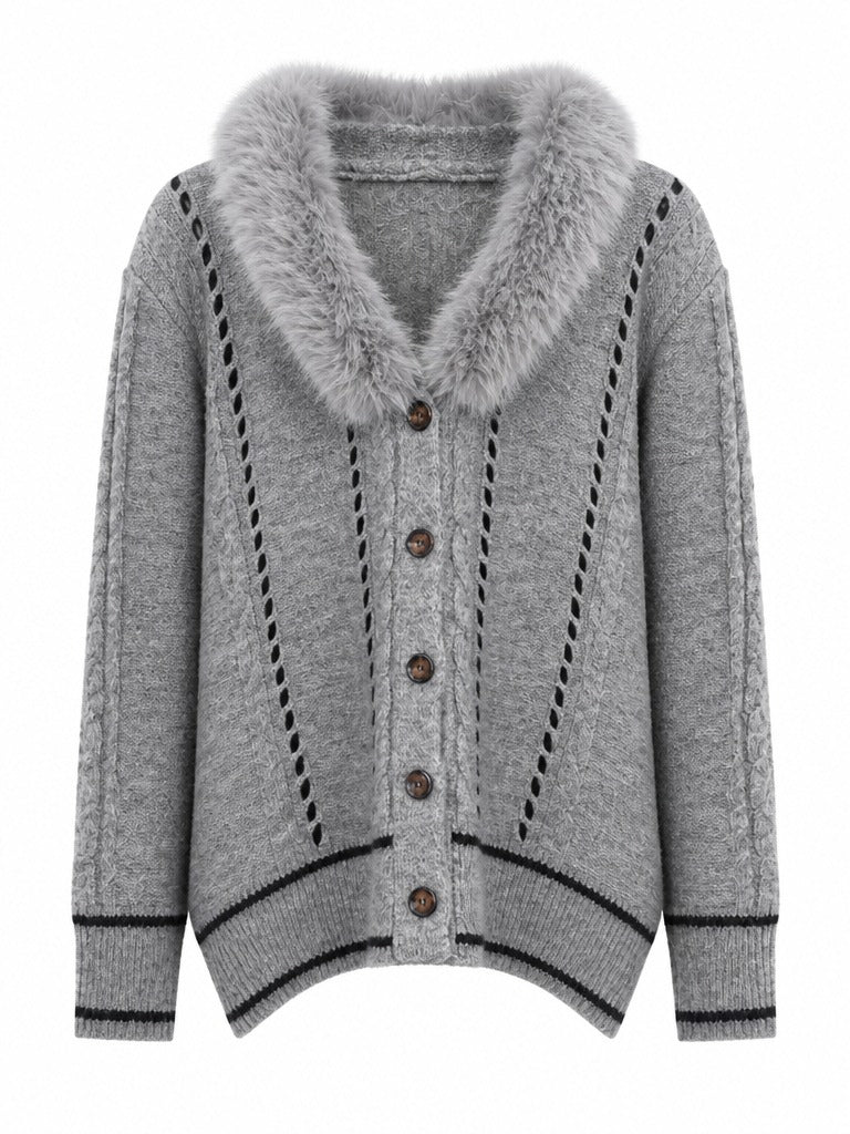 Grounded Faux Fur Knit Cardigan