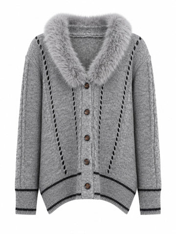 Grounded Faux Fur Knit Cardigan