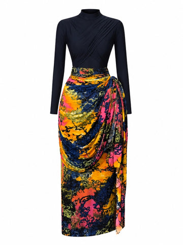 Vibrant Ruched Mini Skirt Set