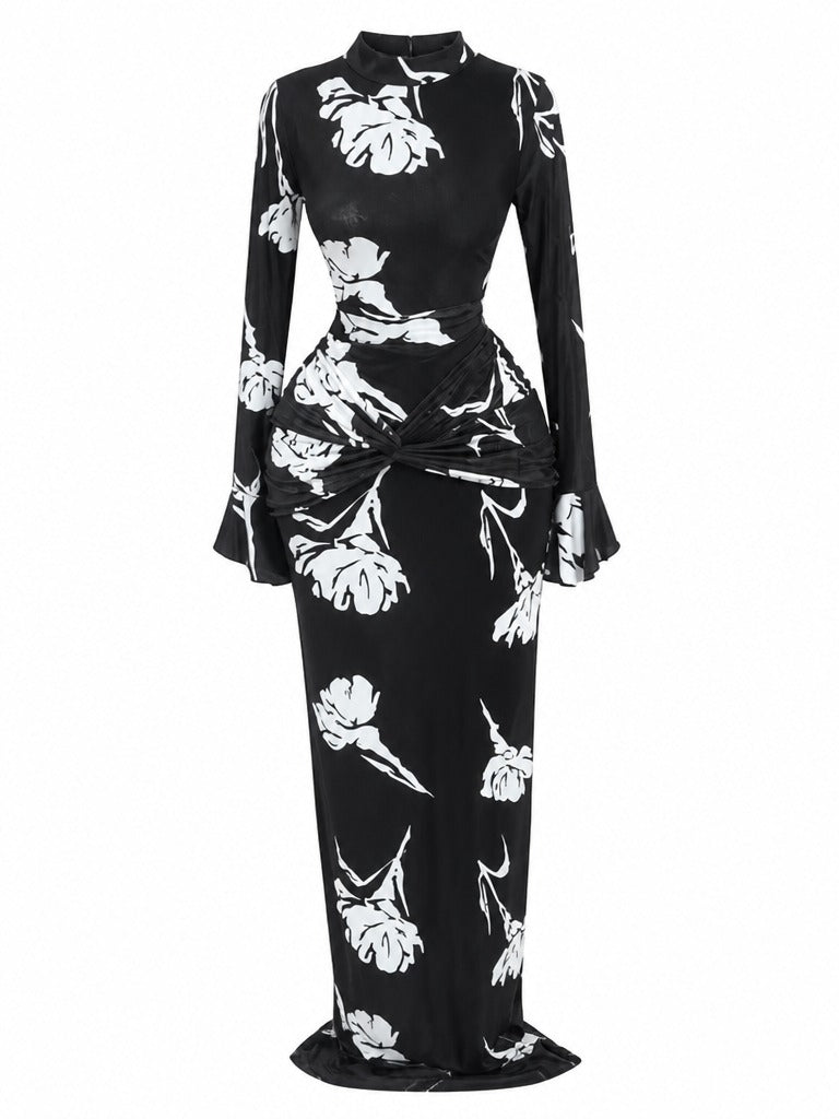 Untamed Leaf Print Maxi Dress