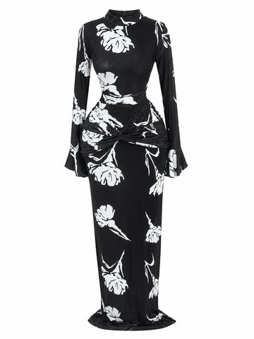 Untamed Leaf Print Maxi Dress