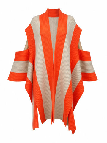 Vibrant Striped Open-Knit Cardigan