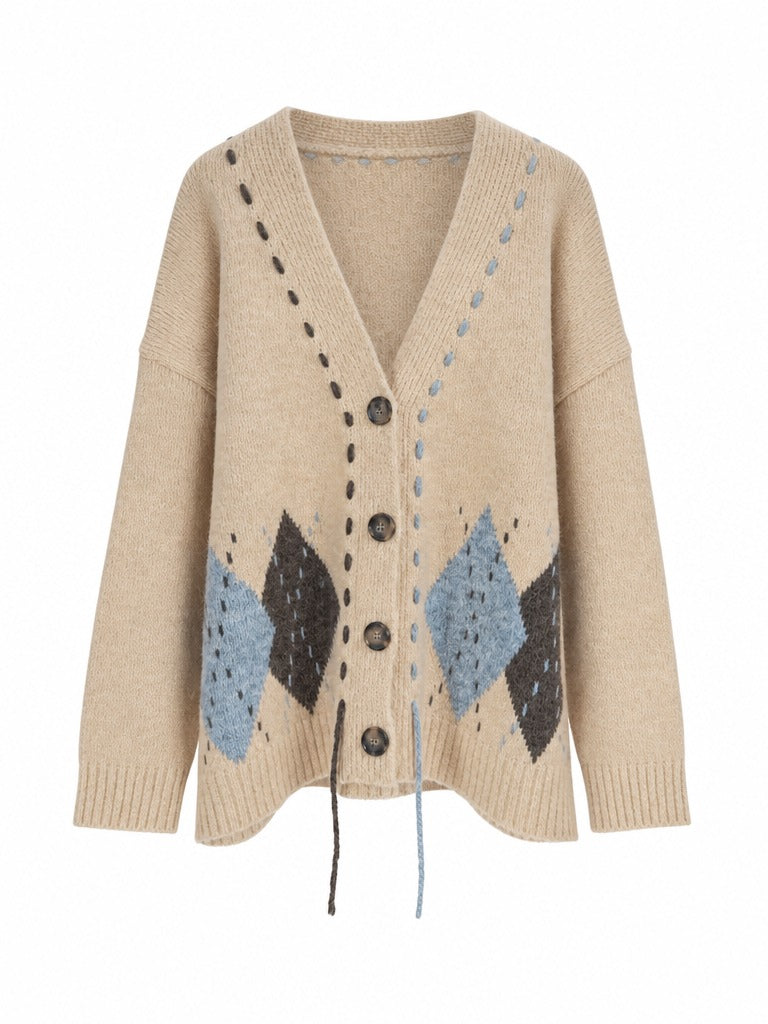 Grounded Plaid Knit Cardigan