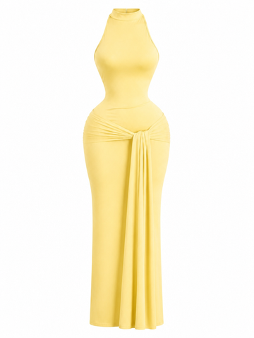 Elegant Ruffle Halter Maxi Dress