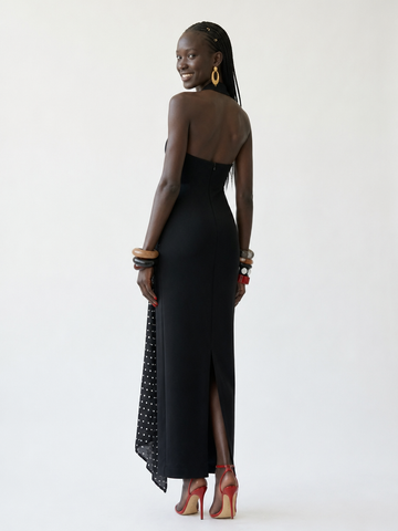 Elegant Polka Dot Halter Maxi Dress