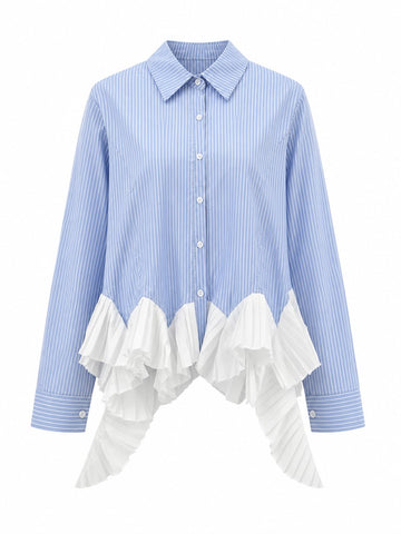 Elegant Striped Ruffled Blouse