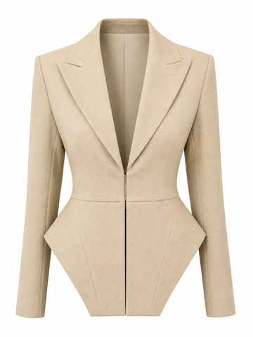 Confident Peplum Blazer Wide-Leg Pants