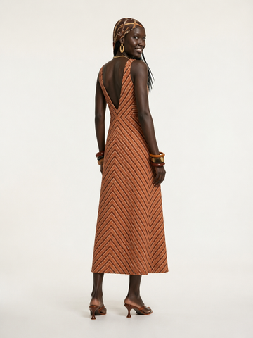 Worthy Striped Backless Maxi Dress