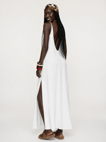 Wanderlust White V-Neck Maxi Dress