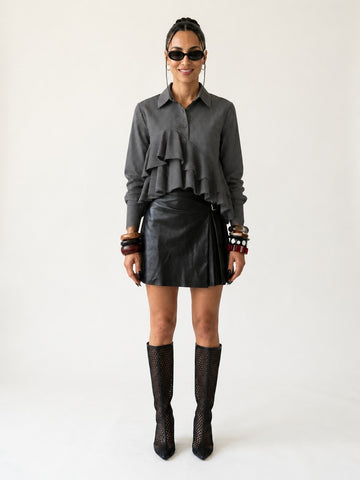 Daring Ruffled Striped Blouse