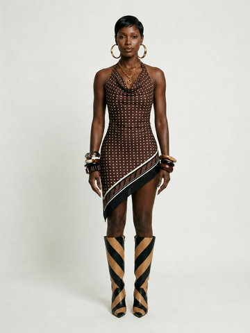 Radiant Polka Dot Halter Mini Dress