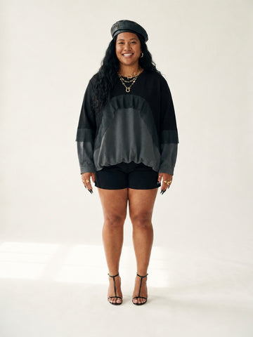 Grounded Color-block Ruffle Sweatshirt
