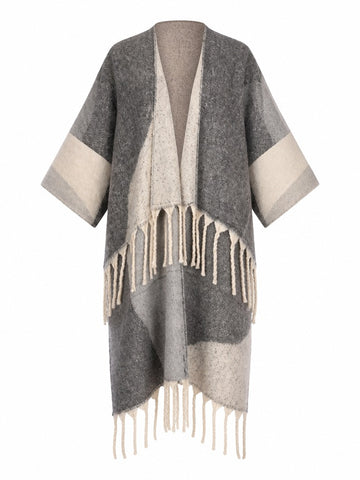 Grounded Geometric Tassel Knit Coat