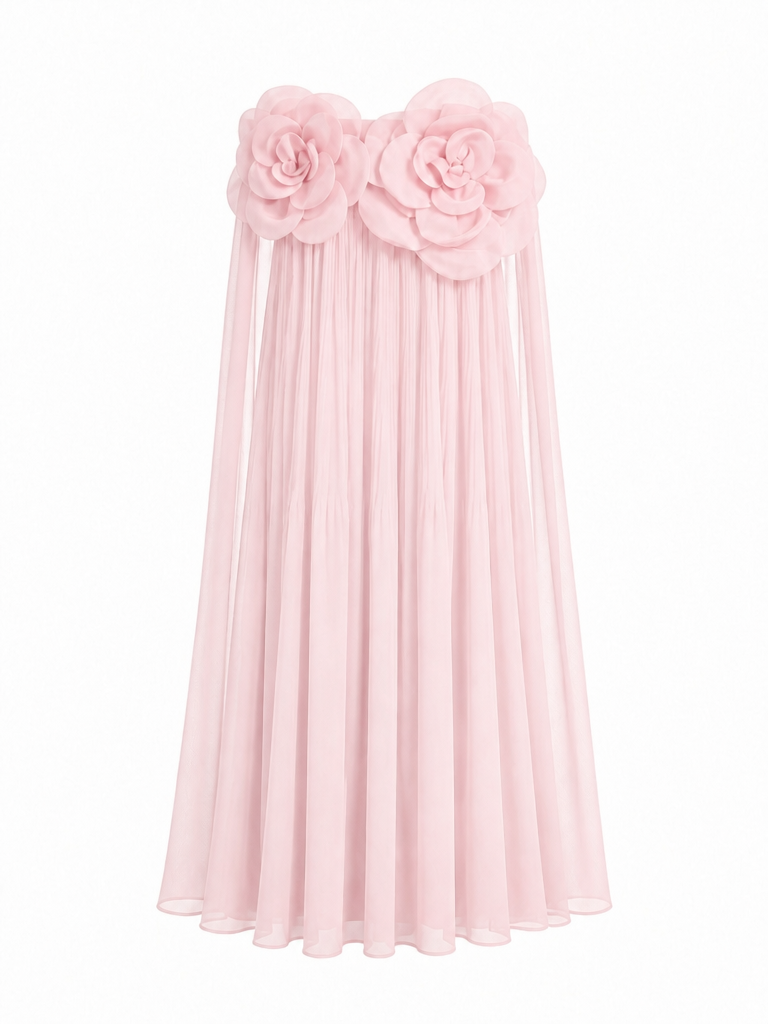 Radiant Organza Pleated Maxi Dress