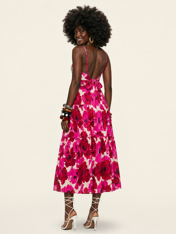 Vibrant Floral Tiered Cami Dress