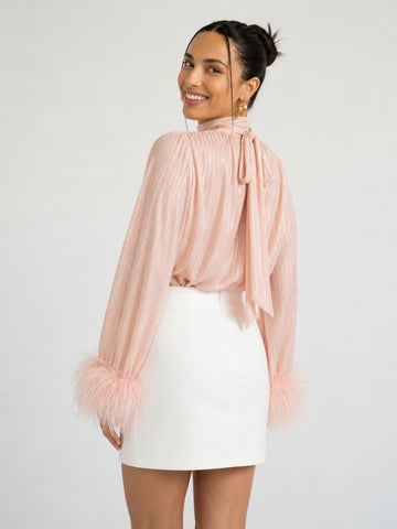 Radiant Feather Shimmer Party Blouse
