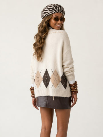 Grounded Plaid Knit Cardigan